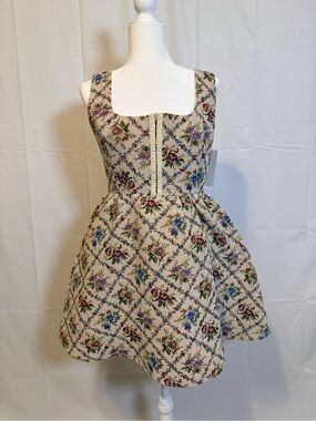 Floral Square-Neck Sleeveless Fit-and-Flare Dress